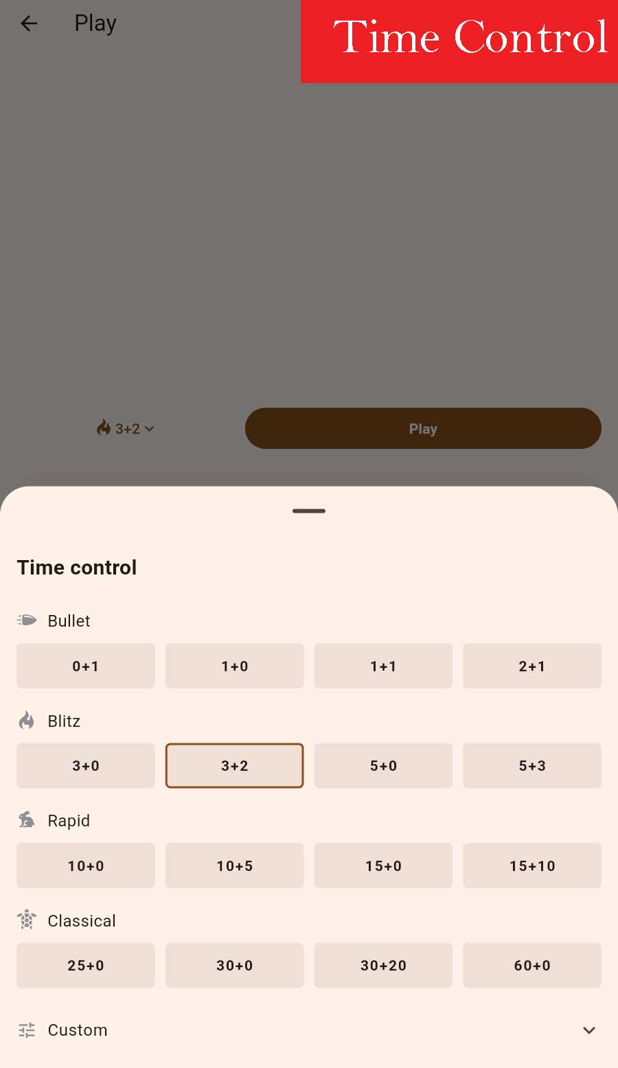 Time control on Lichess App